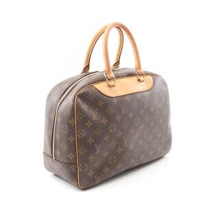 Louis Vuitton Deauville Bowling Vanity Handbag Leather Monogram Brown